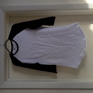 Brand New Alphalete 3/4 Sleeve Tee - white with black sleeves